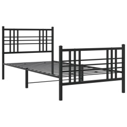 vidaXL Estructura de cama con cabecero y estribo metal negro 100x190cm