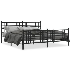 vidaXL Estructura de cama cabecero y estribo metal negro 193x203 cm