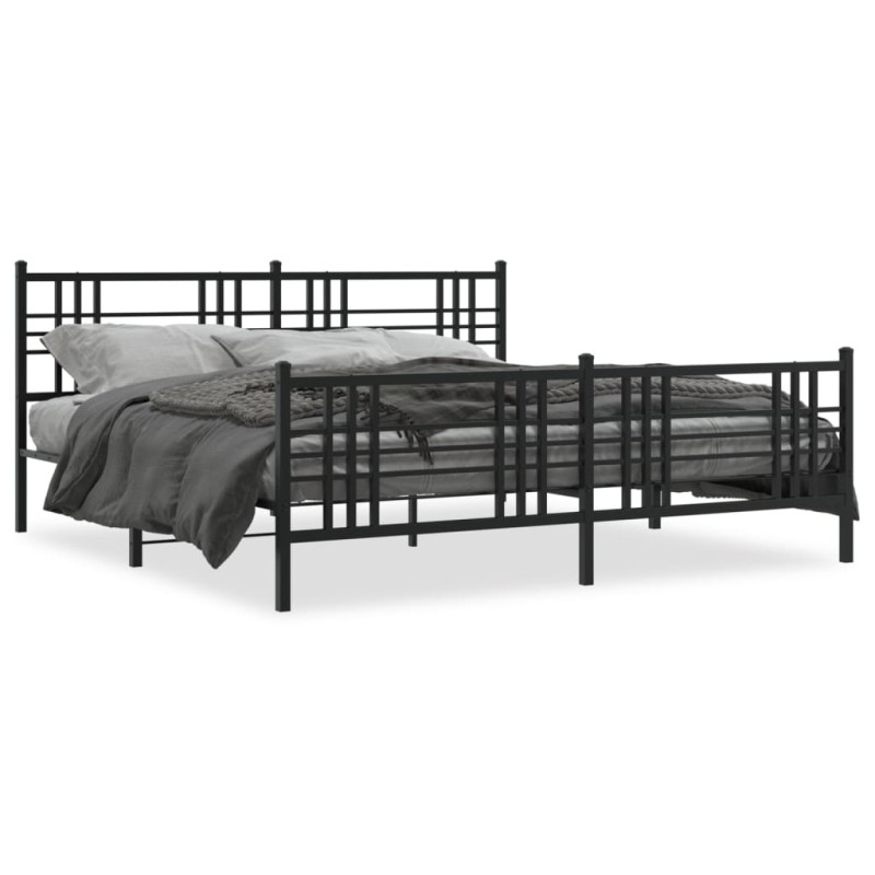 vidaXL Estructura de cama cabecero y estribo metal negro 193x203 cm vidaXL Estructura de cama cabecero y estribo metal negro 193x203 cm