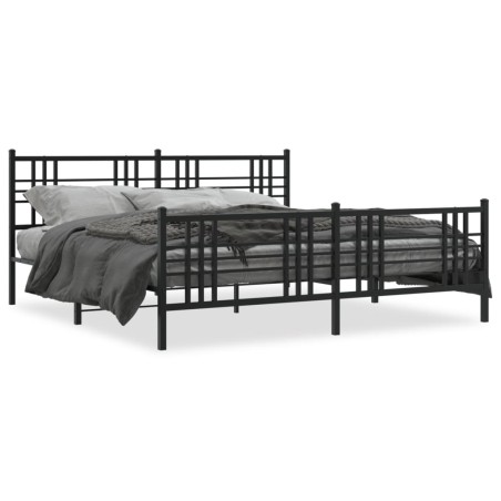 vidaXL Estructura de cama cabecero y estribo metal negro 193x203 cm