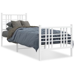 vidaXL Estructura cama metal con cabecero y pie cama blanca 75x190 cm