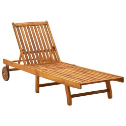 vidaXL Tumbona de jardín con cojín madera maciza de acacia 