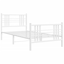 vidaXL Estructura cama metal con cabecero y pie cama blanca 90x190 cm