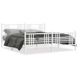 vidaXL Estructura cama metal con cabecero y estribo blanco 180x200 cm