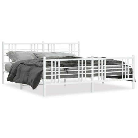 vidaXL Estructura cama metal con cabecero y estribo blanco 180x200 cm