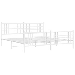 vidaXL Estructura cama metal con cabecero y estribo blanco 180x200 cm