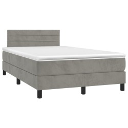 vidaXL Cama box spring con colchón terciopelo gris claro 120x190 cm