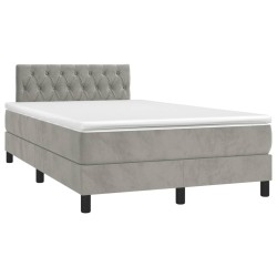 vidaXL Cama box spring con colchón terciopelo gris claro 120x190 cm
