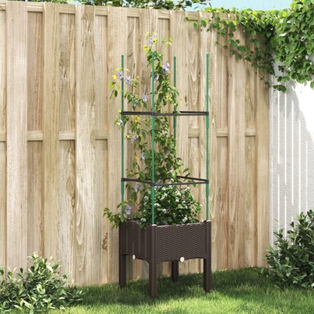 vidaXL Jardinera con enrejado PP marrón 40x40x142,5 cm