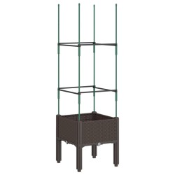 vidaXL Jardinera con enrejado PP marrón 40x40x142,5 cm