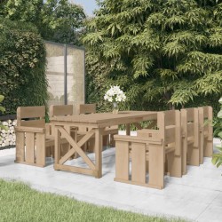 vidaXL Set de comedor para jardín 7 pzas madera maciza pino impregnada