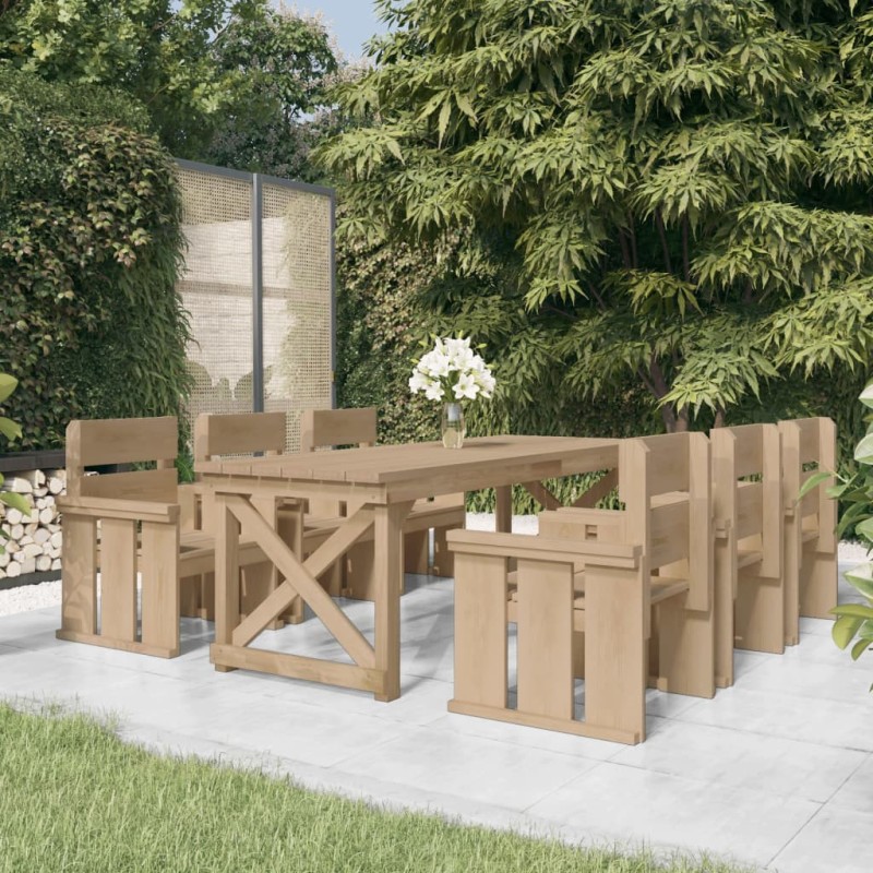vidaXL Set de comedor para jardín 7 pzas madera maciza pino impregnada vidaXL Set de comedor para jardín 7 pzas madera maciza pino impregnada