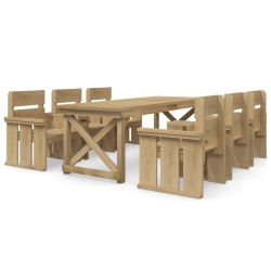 vidaXL Set de comedor para jardín 7 pzas madera maciza pino impregnada