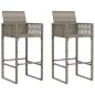 vidaXL Taburetes altos de jardín 2 unidades ratán sintético gris vidaXL Taburetes altos de jardín 2 unidades ratán sintético gris