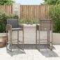 vidaXL Taburetes altos de jardín 2 unidades ratán sintético gris vidaXL Taburetes altos de jardín 2 unidades ratán sintético gris