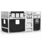 vidaXL Cama alta niños con cortinas madera pino blanco negro 80x200 cm vidaXL Cama alta niños con cortinas madera pino blanco negro 80x200 cm