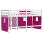 vidaXL Cama alta para niños con cortinas madera pino rosa 80x200 cm vidaXL Cama alta para niños con cortinas madera pino rosa 80x200 cm