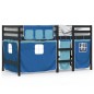 vidaXL Cama alta para niños con cortinas madera pino azul 90x200 cm