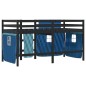 vidaXL Cama alta para niños con cortinas madera pino azul 90x200 cm