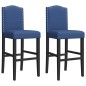 vidaXL Taburetes altos 2 uds madera maciza de caucho y tela vidaXL Taburetes altos 2 uds madera maciza de caucho y tela