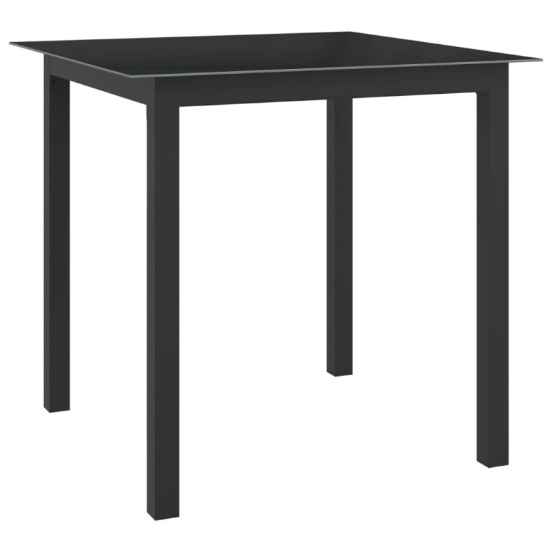 vidaXL Mesa de jardín de aluminio y vidrio negro 80x80x74 cm vidaXL Mesa de jardín de aluminio y vidrio negro 80x80x74 cm