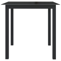 vidaXL Mesa de jardín de aluminio y vidrio negro 80x80x74 cm