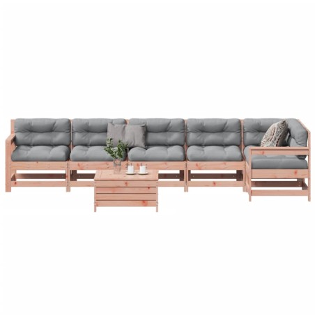 vidaXL Juego de muebles jardín 7 pzas y cojines madera abeto Douglas