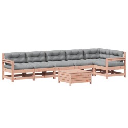 vidaXL Juego de muebles jardín 7 pzas y cojines madera abeto Douglas