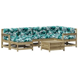 vidaXL Juego de muebles jardín 7 pzas y cojines madera pino impregnada