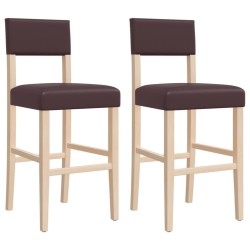 vidaXL Taburetes altos 2 uds madera maciza de caucho y cuero sintético