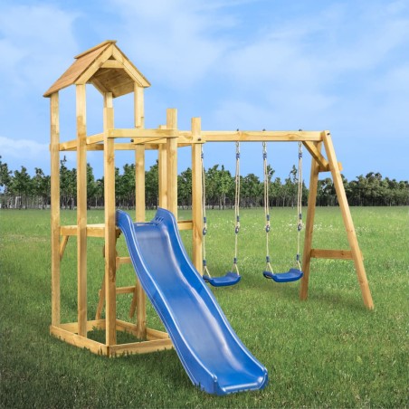  vidaXL Torre de juegos de madera de pino impregnada 285x120x226,5 cm