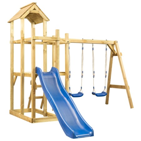  vidaXL Torre de juegos de madera de pino impregnada 285x120x226,5 cm