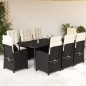 vidaXL Set de comedor de jardín 9 pzas y cojines ratán sintético negro vidaXL Set de comedor de jardín 9 pzas y cojines ratán sintético negro