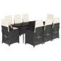 vidaXL Set de comedor de jardín 9 pzas y cojines ratán sintético negro vidaXL Set de comedor de jardín 9 pzas y cojines ratán sintético negro