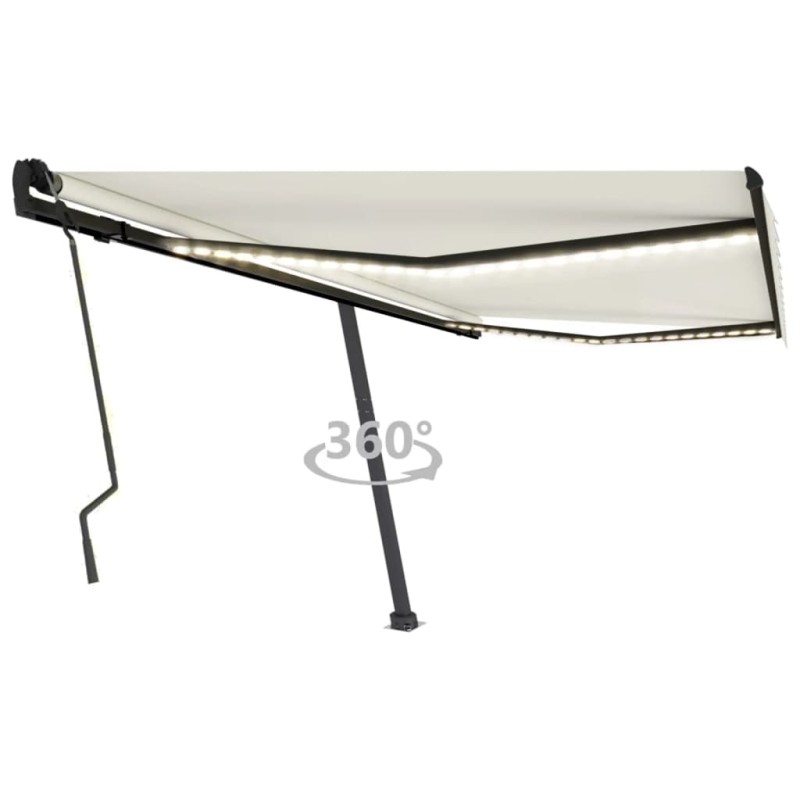vidaXL Toldo manual retráctil con LED crema 400x300 cm vidaXL Toldo manual retráctil con LED crema 400x300 cm