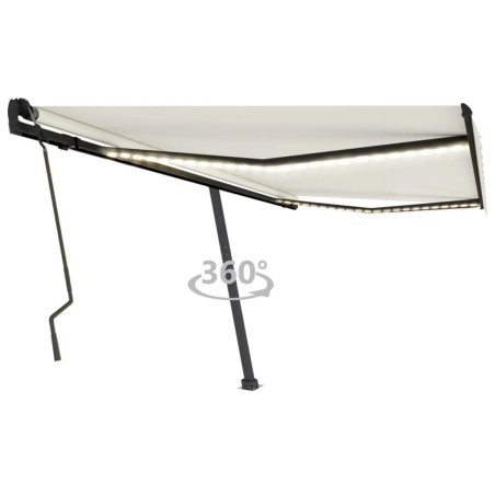vidaXL Toldo manual retráctil con LED crema 400x300 cm