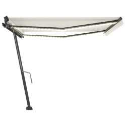 vidaXL Toldo manual retráctil con LED crema 400x300 cm