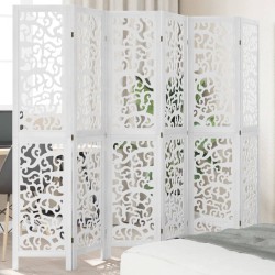 vidaXL Biombo separador de 6 paneles madera maciza Paulownia blanco