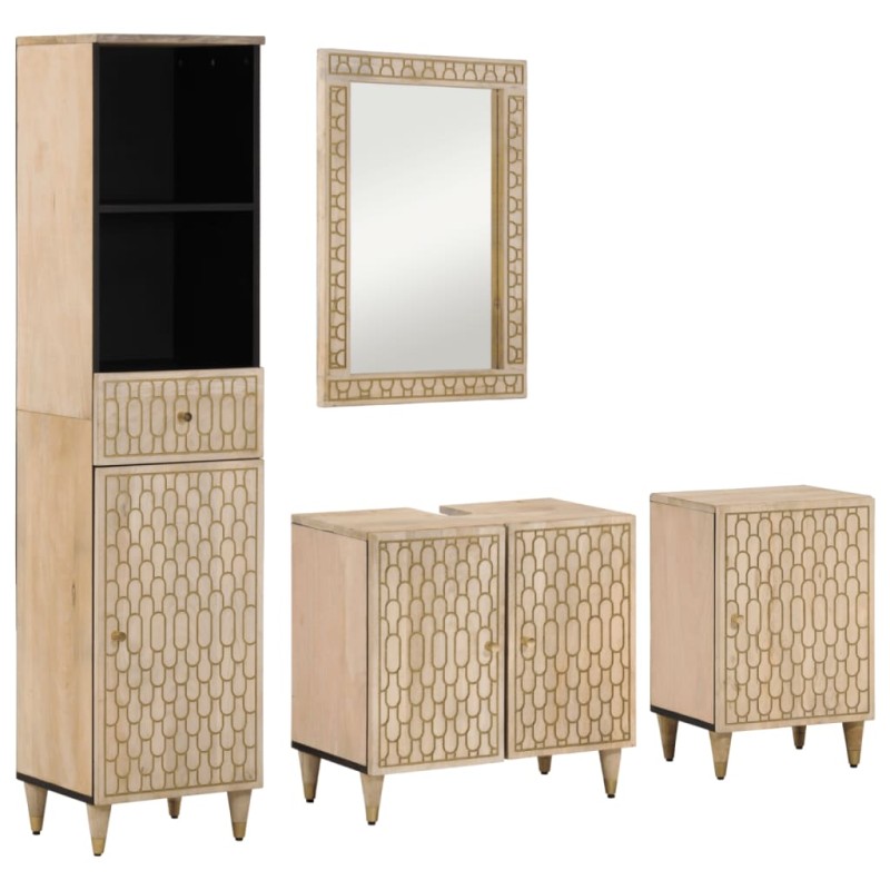 vidaXL Conjunto de muebles de baño 4 piezas madera maciza de mango vidaXL Conjunto de muebles de baño 4 piezas madera maciza de mango