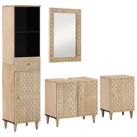 vidaXL Conjunto de muebles de baño 4 piezas madera maciza de mango