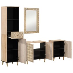 vidaXL Conjunto de muebles de baño 4 piezas madera maciza de mango
