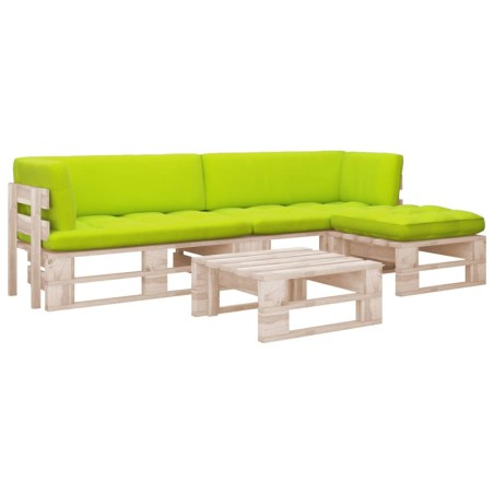 vidaXL Muebles de palets 4 pzas y cojines madera pino impregnada