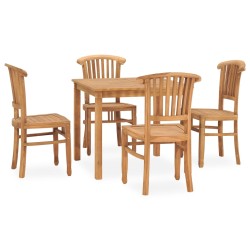 vidaXL Conjunto de comedor para jardín 5 piezas madera maciza de teca