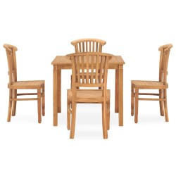 vidaXL Conjunto de comedor para jardín 5 piezas madera maciza de teca