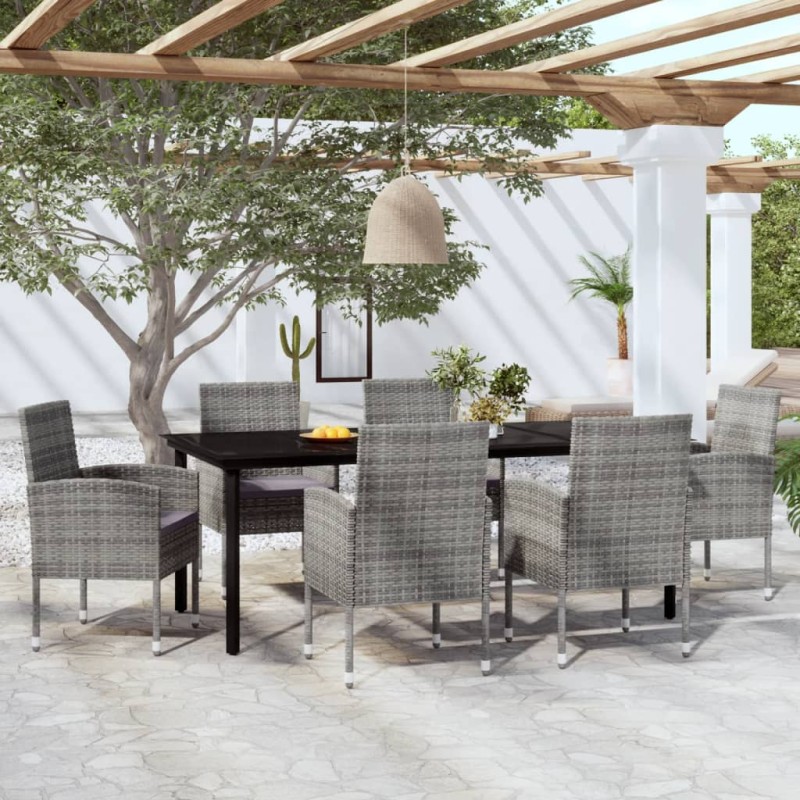 vidaXL Juego de comedor de jardín 7 piezas gris antracita vidaXL Juego de comedor de jardín 7 piezas gris antracita
