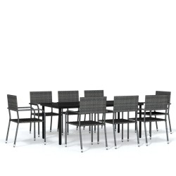 vidaXL Juego de comedor para jardín 9 piezas gris