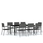 vidaXL Juego de comedor para jardín 9 piezas gris vidaXL Juego de comedor para jardín 9 piezas gris