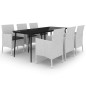 vidaXL Set comedor de jardín 7 pzas y cojines ratán sintético y vidrio vidaXL Set comedor de jardín 7 pzas y cojines ratán sintético y vidrio