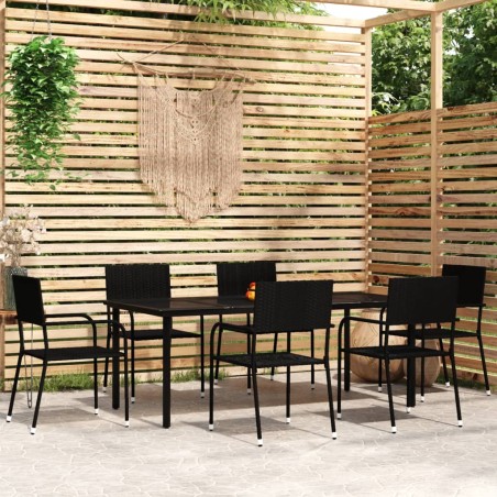 vidaXL Juego de comedor para jardín 7 piezas negro