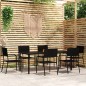 vidaXL Juego de comedor para jardín 7 piezas negro